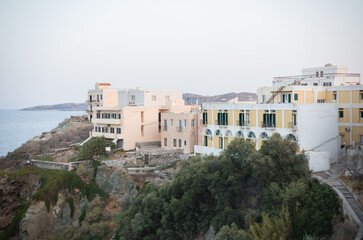 Obraz premium Travel to Ermoupolis, Syros where Greek island of Siros has a unique Venetian architectural, Byzantine and Roman architecture having blended in harmoniously Syra of the Cyclades wonderful holiday