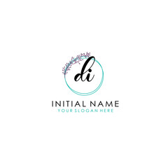 Fototapeta premium DI Initial letter handwriting and signature logo. Beauty vector initial logo .Fashion boutique floral and botanical