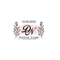 DN Initial letter handwriting and signature logo. Beauty vector initial logo .Fashion  boutique  floral and botanical