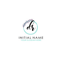DR Initial letter handwriting and signature logo. Beauty vector initial logo .Fashion  boutique  floral and botanical