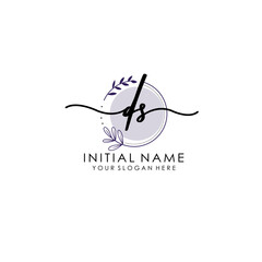 DS Luxury initial handwriting logo with flower template, logo for beauty, fashion, wedding, photography