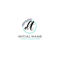 DT Initial letter handwriting and signature logo. Beauty vector initial logo .Fashion  boutique  floral and botanical