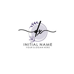 Fototapeta premium DX Luxury initial handwriting logo with flower template, logo for beauty, fashion, wedding, photography