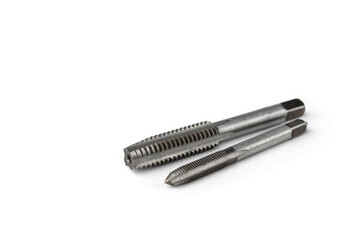 Tap for cutting thread in holes isolated on white background.
