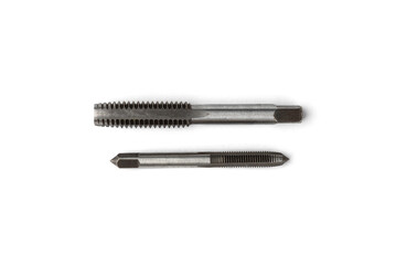 Tap for cutting thread in holes isolated on white background.
