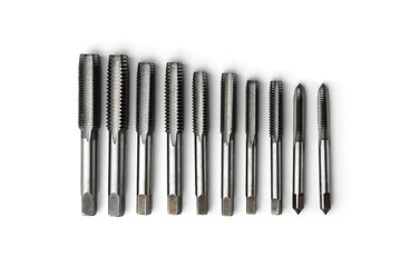 Tap for cutting thread in holes isolated on white background.
