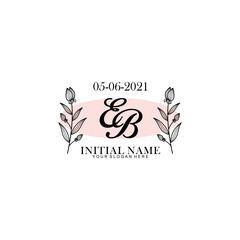 EB Initial letter handwriting and signature logo. Beauty vector initial logo .Fashion  boutique  floral and botanical