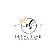 EB Luxury initial handwriting logo with flower template, logo for beauty, fashion, wedding, photography