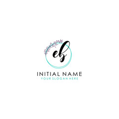 Fototapeta premium EB Initial letter handwriting and signature logo. Beauty vector initial logo .Fashion boutique floral and botanical