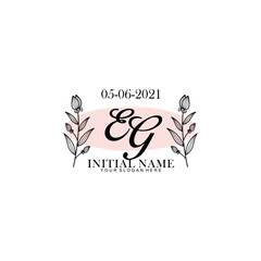 EG Initial letter handwriting and signature logo. Beauty vector initial logo .Fashion  boutique  floral and botanical