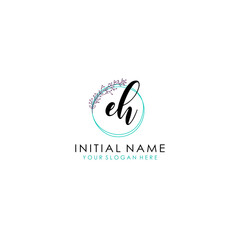 EH Initial letter handwriting and signature logo. Beauty vector initial logo .Fashion  boutique  floral and botanical