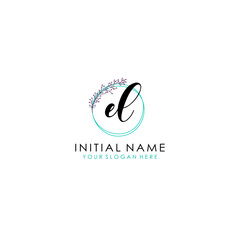 EL Initial letter handwriting and signature logo. Beauty vector initial logo .Fashion  boutique  floral and botanical