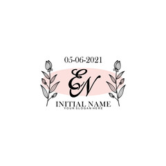 EN Initial letter handwriting and signature logo. Beauty vector initial logo .Fashion  boutique  floral and botanical