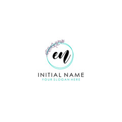 EN Initial letter handwriting and signature logo. Beauty vector initial logo .Fashion  boutique  floral and botanical
