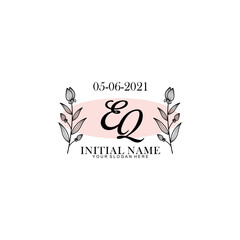 EQ Initial letter handwriting and signature logo. Beauty vector initial logo .Fashion  boutique  floral and botanical