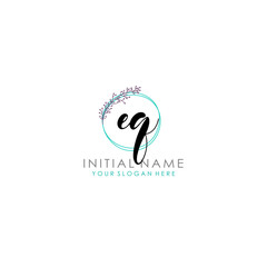 Fototapeta premium EQ Initial letter handwriting and signature logo. Beauty vector initial logo .Fashion boutique floral and botanical