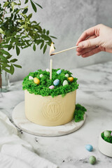traditional cottage cheese dessert for Easter on a light background