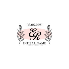 ER Initial letter handwriting and signature logo. Beauty vector initial logo .Fashion  boutique  floral and botanical