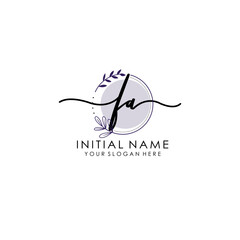 FA Luxury initial handwriting logo with flower template, logo for beauty, fashion, wedding, photography