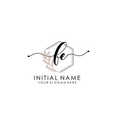 FE Luxury initial handwriting logo with flower template, logo for beauty, fashion, wedding, photography