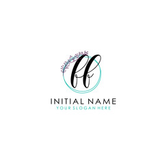 FF Initial letter handwriting and signature logo. Beauty vector initial logo .Fashion  boutique  floral and botanical