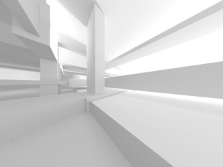 Fototapeta premium Illuminated corridor interior design. Empty Room Interior Background