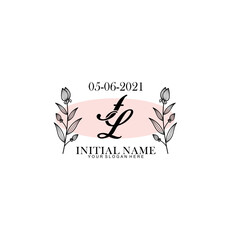 FL Initial letter handwriting and signature logo. Beauty vector initial logo .Fashion  boutique  floral and botanical