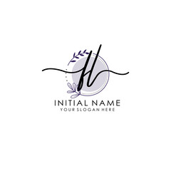 FL Luxury initial handwriting logo with flower template, logo for beauty, fashion, wedding, photography