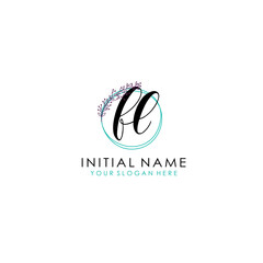 FL Initial letter handwriting and signature logo. Beauty vector initial logo .Fashion  boutique  floral and botanical