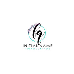 FQ Beauty vector initial logo art  handwriting logo of initial signature  wedding  fashion  jewerly  boutique  floral