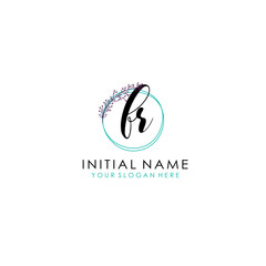 FR Beauty vector initial logo art  handwriting logo of initial signature  wedding  fashion  jewerly  boutique  floral