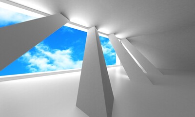 Obraz premium Empty white architecture with sky view