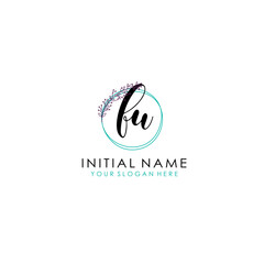 FU Beauty vector initial logo art  handwriting logo of initial signature  wedding  fashion  jewerly  boutique  floral