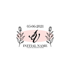 FV Beauty vector initial logo art  handwriting logo of initial signature  wedding  fashion  jewerly  boutique  floral