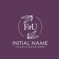 FU Beauty vector initial logo art  handwriting logo of initial signature, wedding, fashion, jewelry, boutique, floral