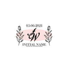 FW Initial letter handwriting and signature logo. Beauty vector initial logo .Fashion  boutique  floral and botanical