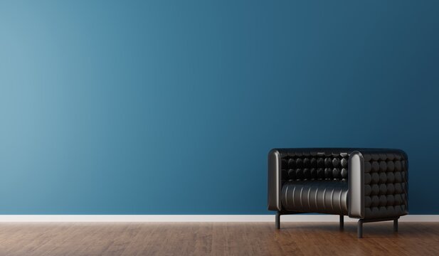 Empty wall for copy space in modern interior living room, minimal style. 3D rener illustration.
