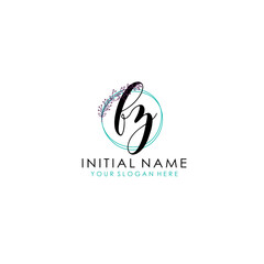 FZ Initial letter handwriting and signature logo. Beauty vector initial logo .Fashion  boutique  floral and botanical
