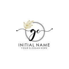 GC Luxury initial handwriting logo with flower template, logo for beauty, fashion, wedding, photography