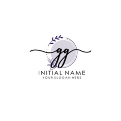 GG Luxury initial handwriting logo with flower template, logo for beauty, fashion, wedding, photography