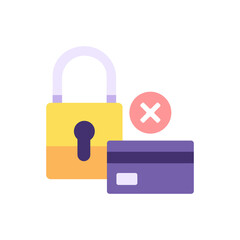 illustration of failing to open a lock using a card. wrong system security card or password. ID card and nfc. protection and technology. flat cartoon style. vector concept design. landing page, ui