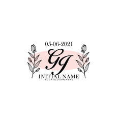 GJ Initial letter handwriting and signature logo. Beauty vector initial logo .Fashion  boutique  floral and botanical