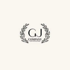 GJ Beauty vector initial logo art  handwriting logo of initial signature, wedding, fashion, jewelry, boutique, floral