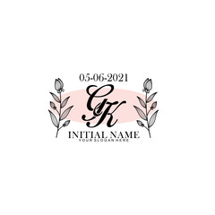 GK Initial letter handwriting and signature logo. Beauty vector initial logo .Fashion  boutique  floral and botanical