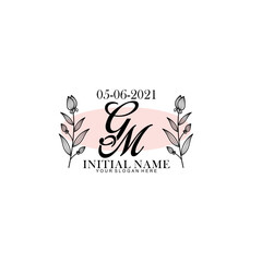 Fototapeta na wymiar GM Initial letter handwriting and signature logo. Beauty vector initial logo .Fashion boutique floral and botanical