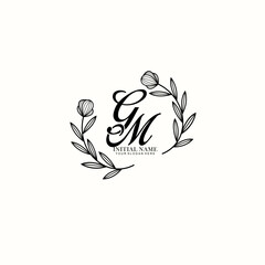 GM Initial letter handwriting and signature logo. Beauty vector initial logo .Fashion  boutique  floral and botanical