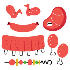 Meat for barbeque vector simple illustration isolated on a white background.
