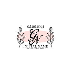 Fototapeta na wymiar GN Initial letter handwriting and signature logo. Beauty vector initial logo .Fashion boutique floral and botanical