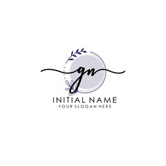 GN Luxury initial handwriting logo with flower template, logo for beauty, fashion, wedding, photography