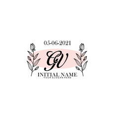 GV Initial letter handwriting and signature logo. Beauty vector initial logo .Fashion  boutique  floral and botanical